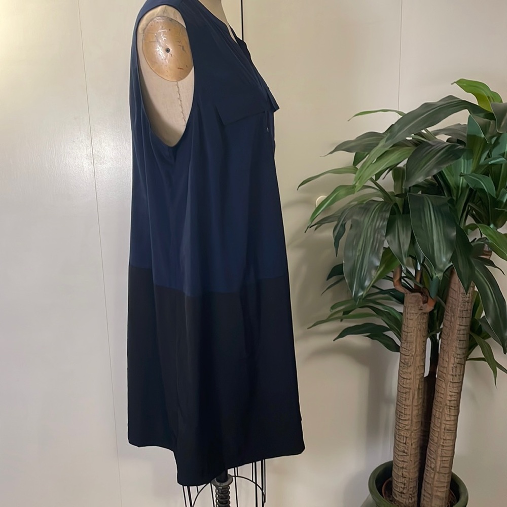 Alfani sleeveless button up dress in navy and black - Picture 6 of 8